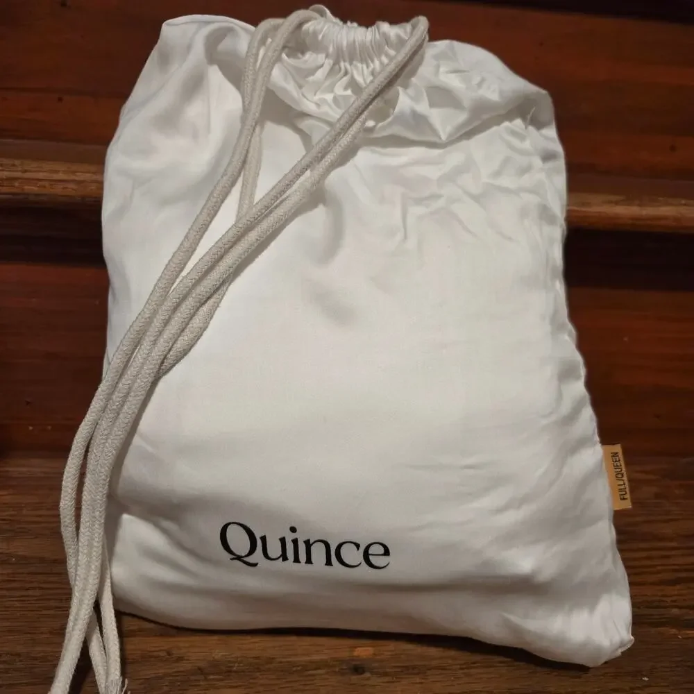New Quince Signature Giza Cotton Sateen Full Queen Duvet Cover 3Pc Set White
